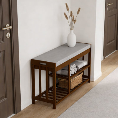 Étagère à chaussures à 3 niveaux en bambou avec rangement, banc d'entrée pour l'organisation de chaussures, organisateur de rangement de chaussures robuste pour la porte d'entrée, le couloir, la chambre ou la salle de bain
