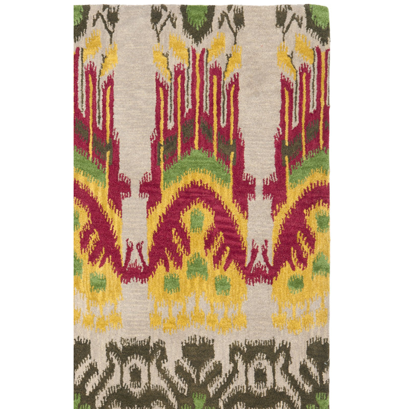 Kline Ikat Hand Tufted Wool Ikat Rug, Rectangle 6' x 9'