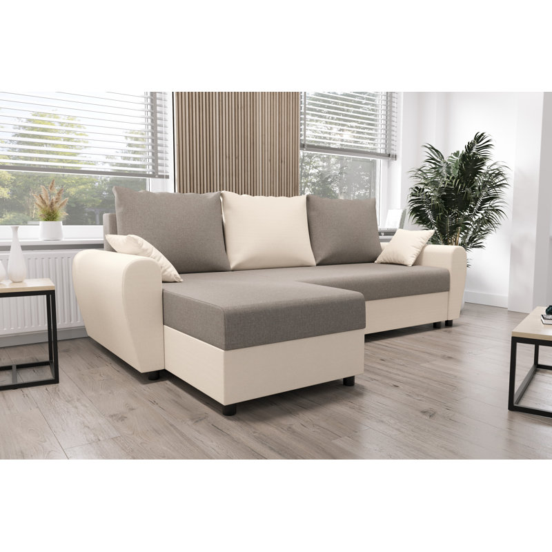 Spalla 3 Seater Corner Sofa , Cream/Light gray - Sawana21/Sawana01, Left -sided