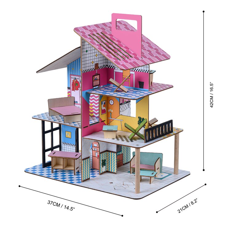 New Barbie Home Full House 2 Floors Doll Rubia & Accessories Mattel Fold Up