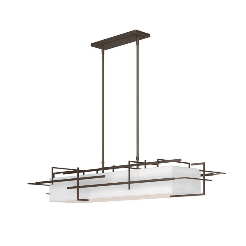 4 - Light Kitchen Island Linear Pendant, Bronze, Natural Anna