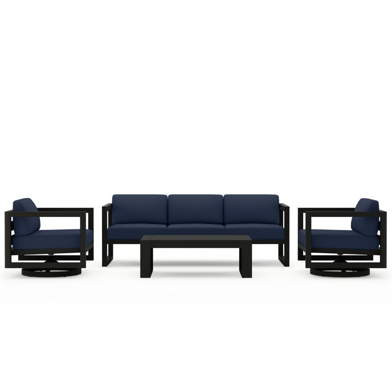 Avion 4 Piece Sofa Set With Swivel, Slate, Spectrum Indigo Sunbrella®