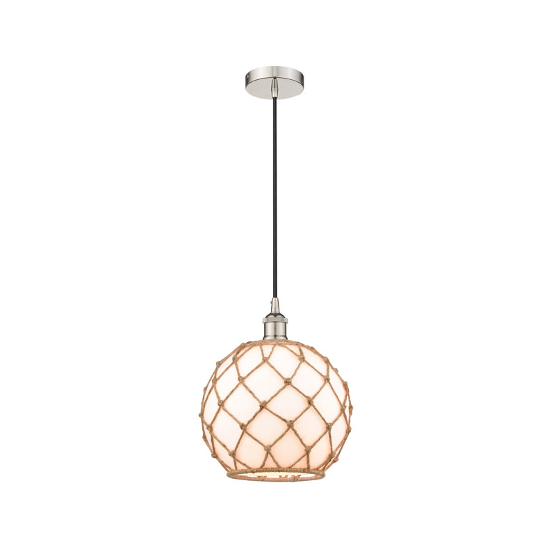 Luminaire suspendu simple à 1 lumière Larocque, Blanc / Brun, Argent clair