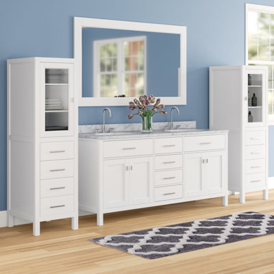 Ensemble de meuble-lavabo de salle de bain double 72 po avec miroir Carrasquillo