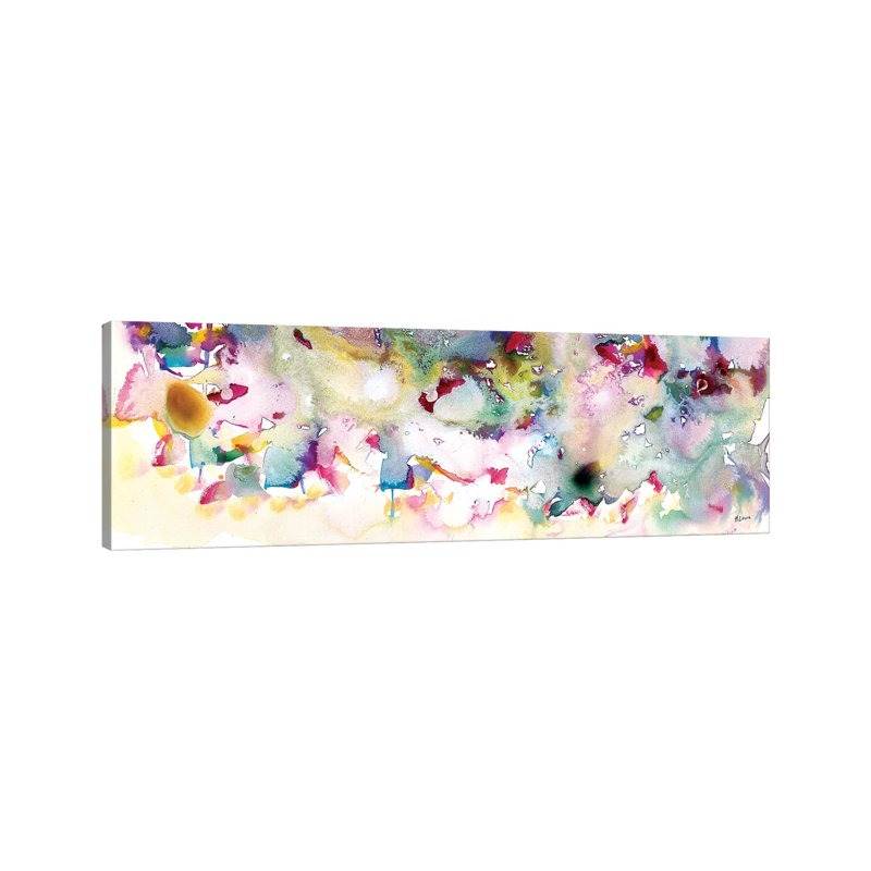 Magenta Field by Hodaya Louis - Panoramic Painting on Canvas, 30.48 cm H x 91.44 cm W x 1.91 cm D, Wrapped Canvas