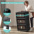Black,20" Side Wide Folding Storage Cabinet ,4 Tiers,19.69"×11.81"×40.55",Collapsible Storage Bins With Magnetic Door, Plastic Storage Cabinet With Wheels