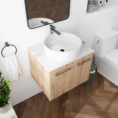 Bormann 23.64 " W Wall Mounted Wall Mounted 1 Single Vanity Bathroom Vanity With Ceramic Top
