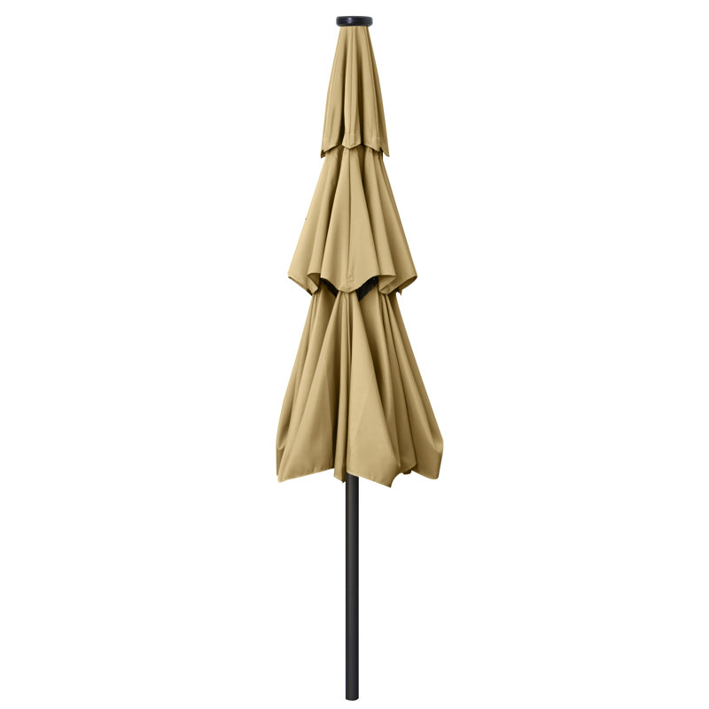 Parasol de marché éclairé Caerphilly, Kaki, 106.3" W x  106.3" D