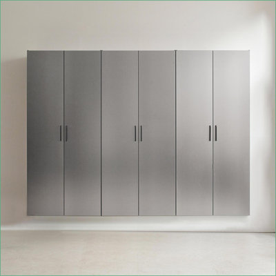 Cabinets 3-Piece Slate Gray Contemporary Garage Storage Set 96W x 79H x 20D | Wood | Office