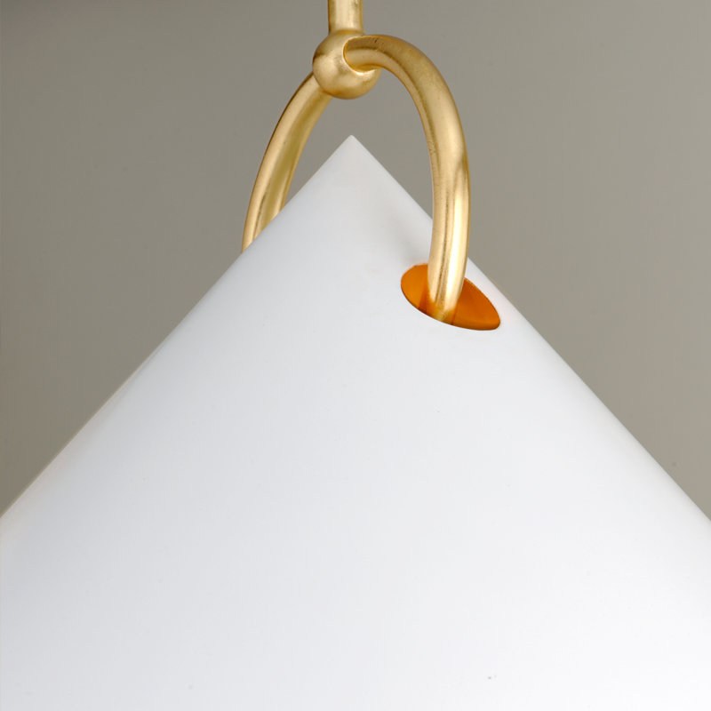 Luminaire suspendu 1 lumière Charm, H 26,5 po x l 38 po x l 38 po, Feuille d'or / Blanc