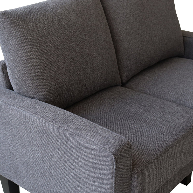 Causeuse à accoudoirs carrés 53 po, 100% polyester gris foncé