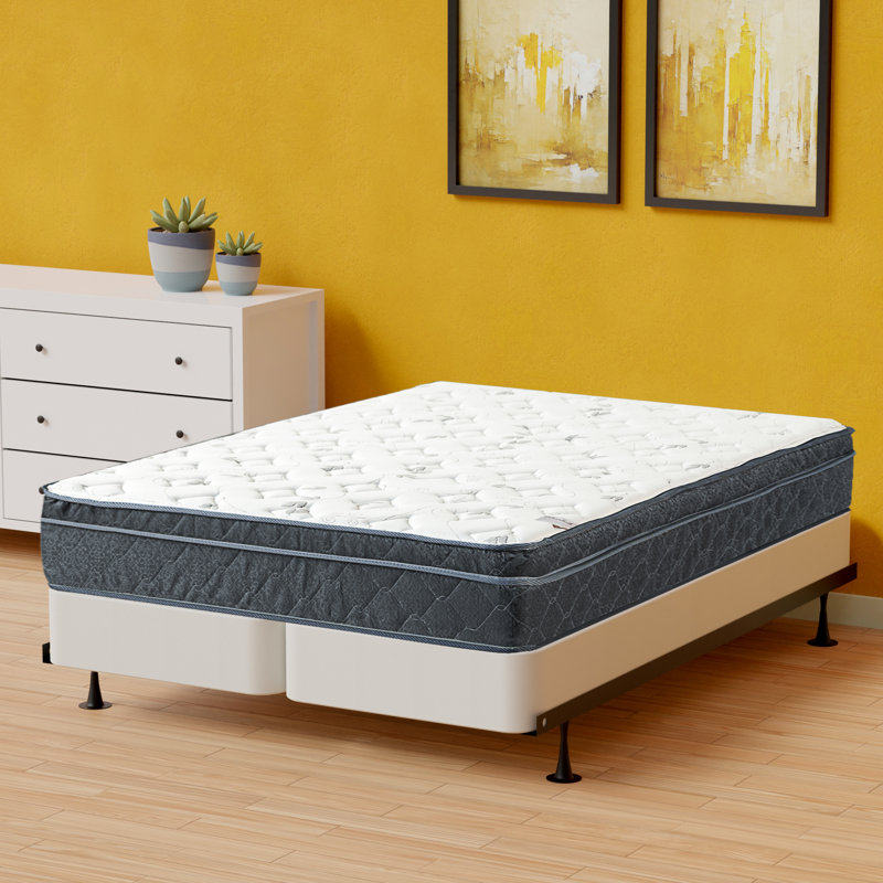 Alibi 12-Inch Medium Firm Cooling EuroTop Pocket Coil Mattress Bed In A Box With Split Box Spring, Low Profile (4"), Twin