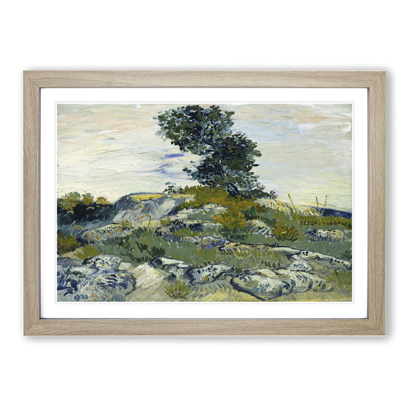 The Rocks by Vincent Van Gogh - Picture Frame Painting, Oak Framed, 27cm H x 36cm W x 2cm D