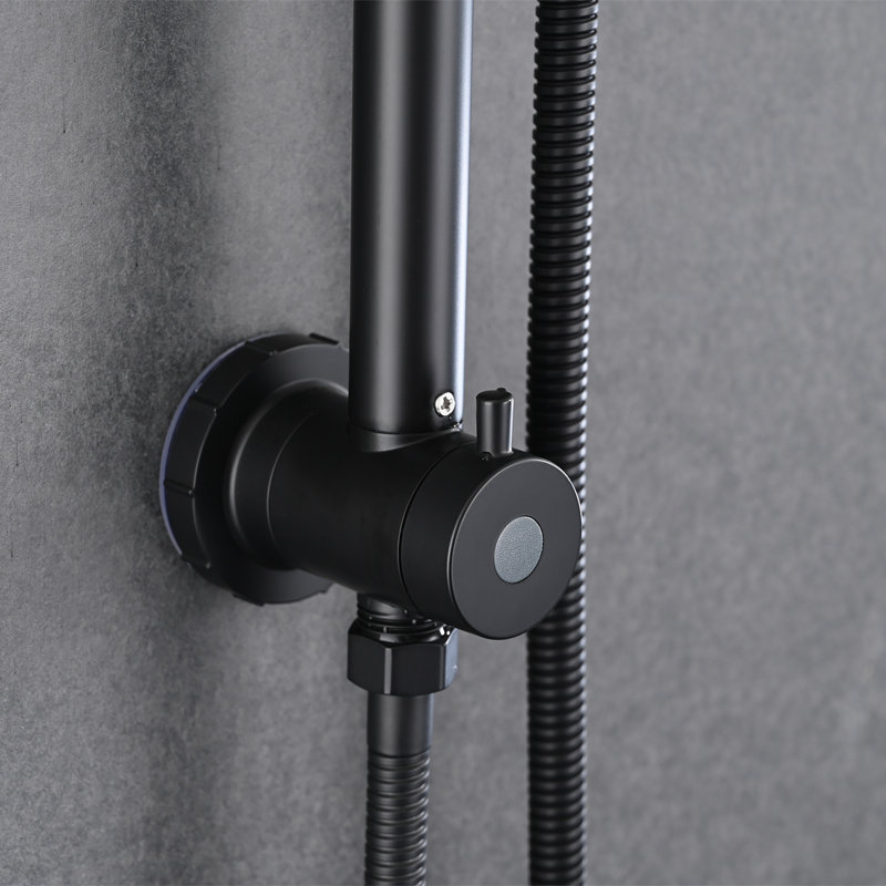 Combinaison de douche à pluie et à main compacte efficace pour la salle de bain, Noir mat