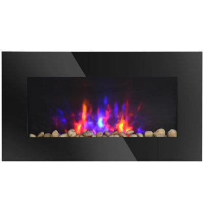 7 Color Background Light Wall Fireplace,Electric Wall-Mounted Fireplace with Flame Effect