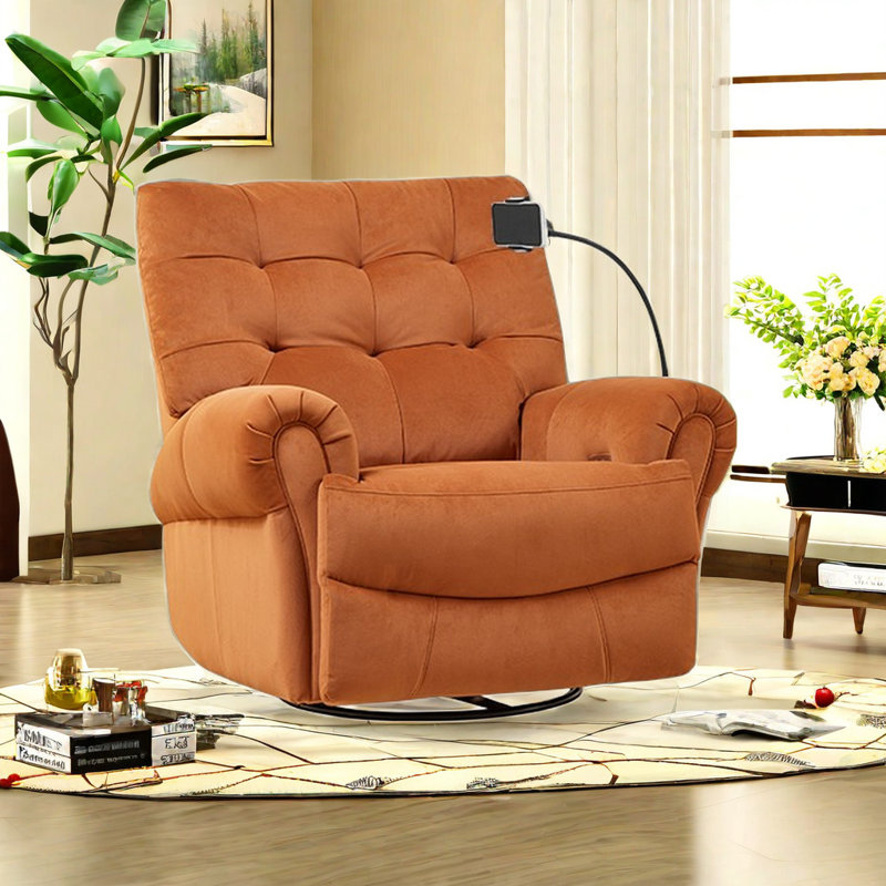 Fauteuil inclinable pivotant rembourré Tebbe, Brun