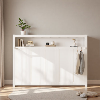 Lit escamotable simple avec tablettes, lit mural en métal au design pliable et peu encombrant