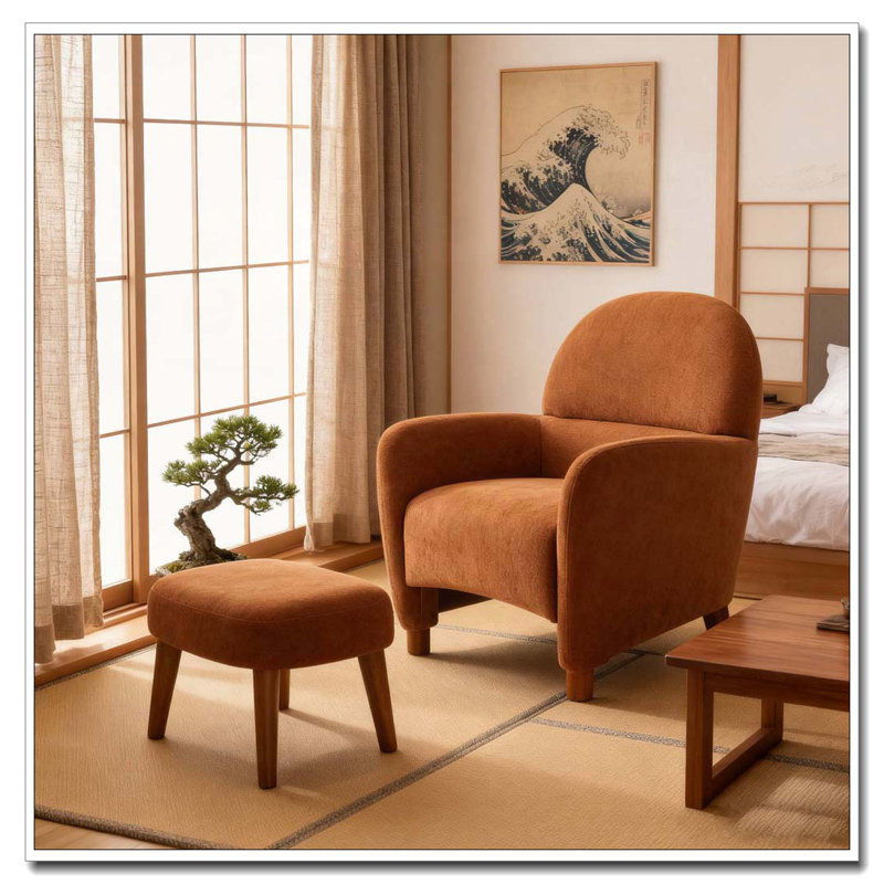 Chaise de loisir rembourrée avec repose-pieds, Orange