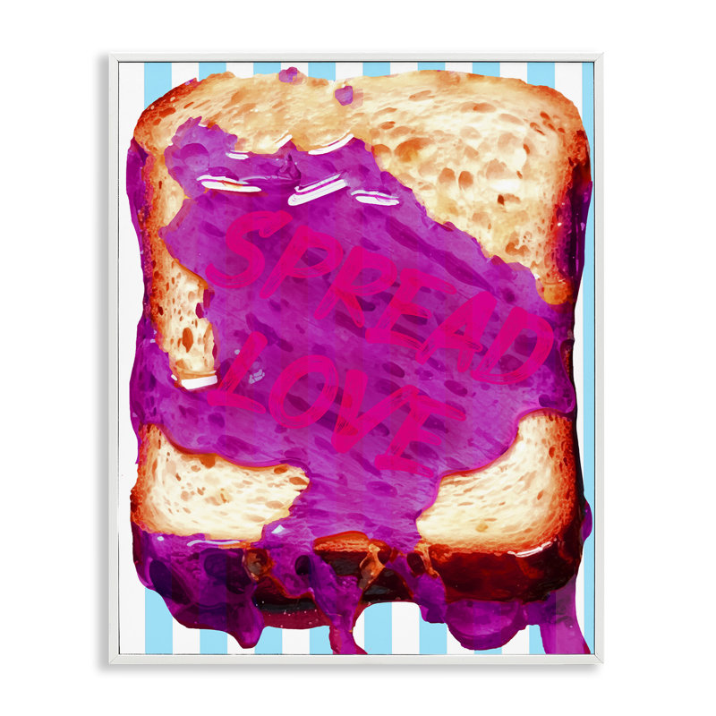 Spread Love Toast Art par Daphne Polselli, Estampe numérique encadrée blanc bord de mer, H 20 po x l 16 po