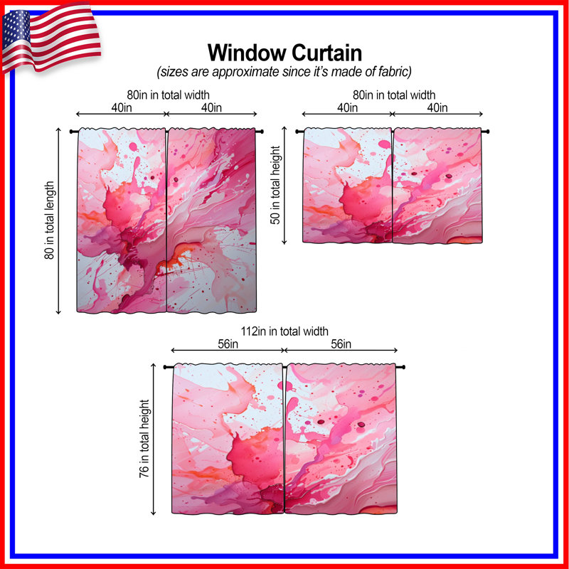 Rideaux abstraits abstraits et transparents - 2 panneaux, 56in x 76in - 2 panels, Transparent