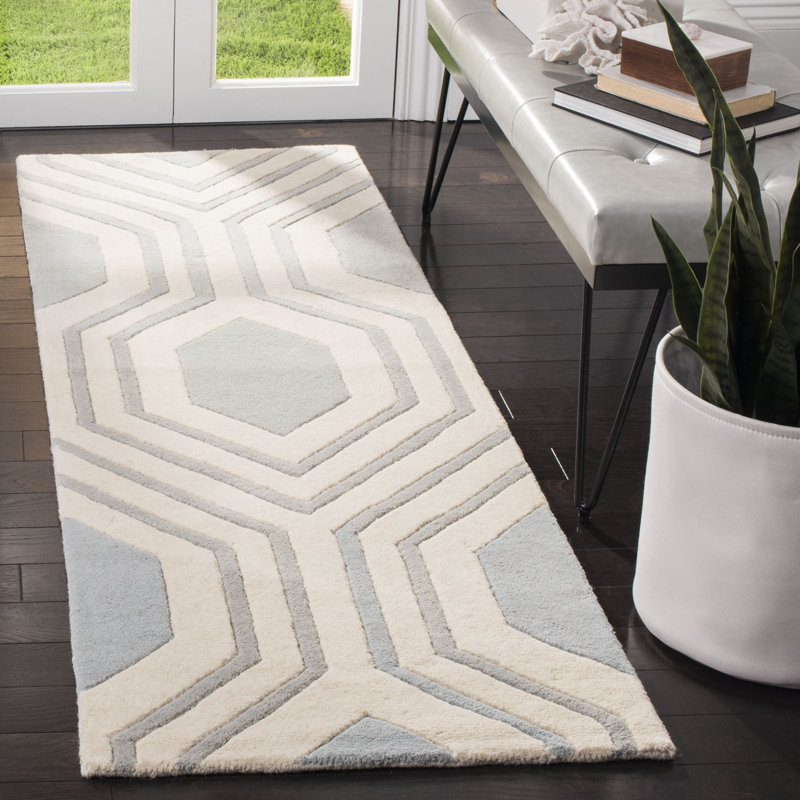 Deedie Hand Tufted Wool Geometric Rug, Runner 2'3" x 7'