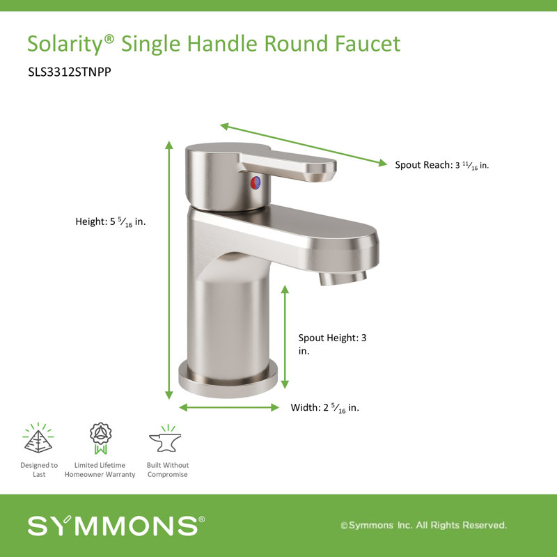 Robinet de lavabo pour salle de bain à poignée simple avec drain Pop, Nickel satiné