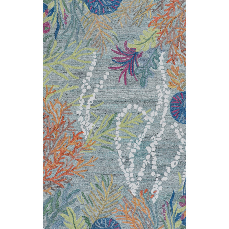Reef Under the Sea Hand-Tufted Recycled Polyester Indoor/Outdoor Area Rug, Rectangle 5' x 8'