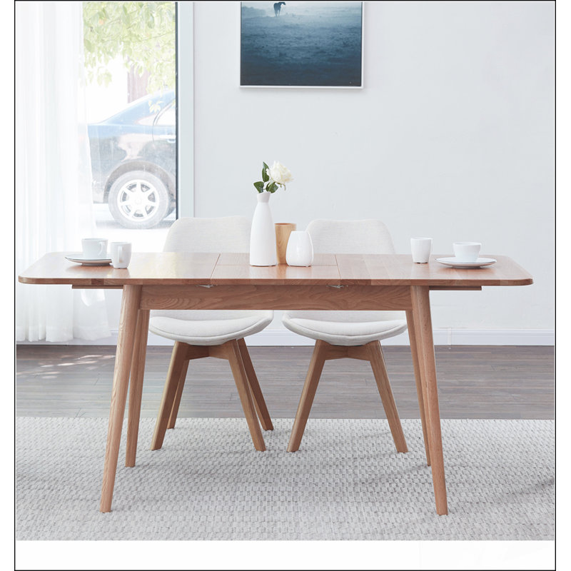 round corner diagonal leg telescopic table 1.2-1.6m, for 6-8 people, Light Oak