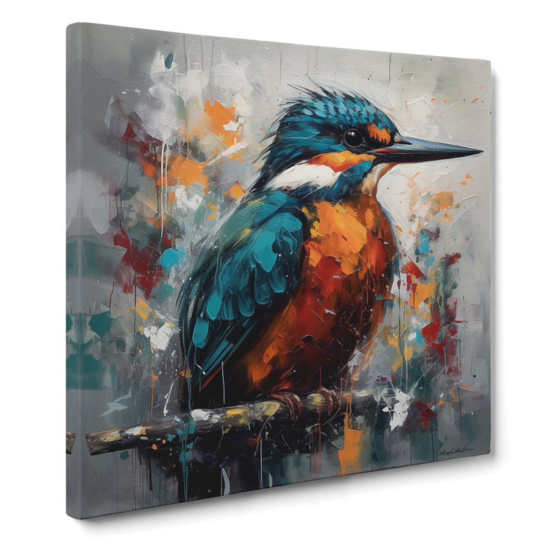 Kingfisher Abstract Expressionism - Wrapped Canvas, 50cm H x 50cm W x 3cm D