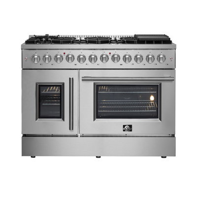 Cuisinière à double combustible de 48 po en acier inoxydable avec 8 brûleurs scellés Galiano, 6,58 pi³ pi.