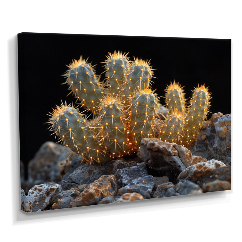 Cactus jaune, jaune, noir, coucher de soleil, cactus floral, salon, Métal métal, H 34 po x l 44 po x P 1,5 po