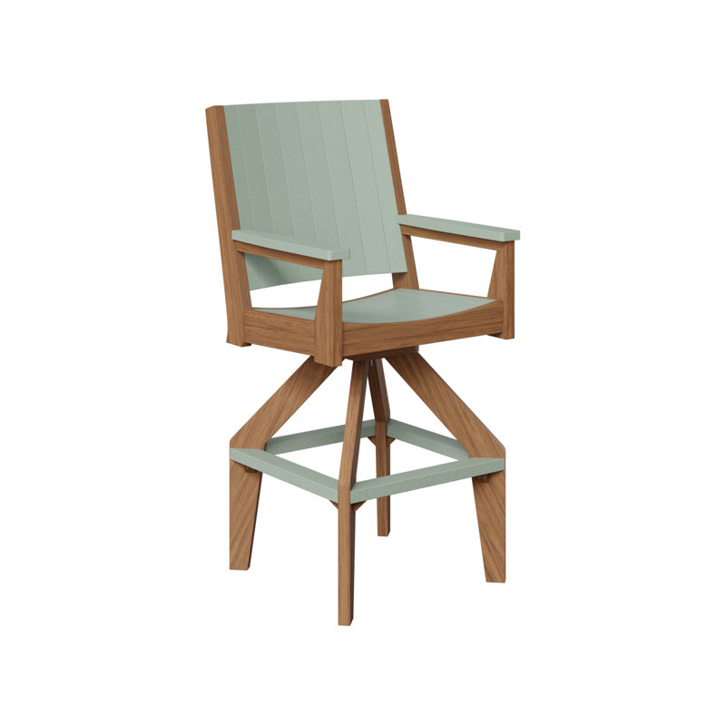 Mayhew Outdoor Bar Stool, Seafoam, Antique Mahogany