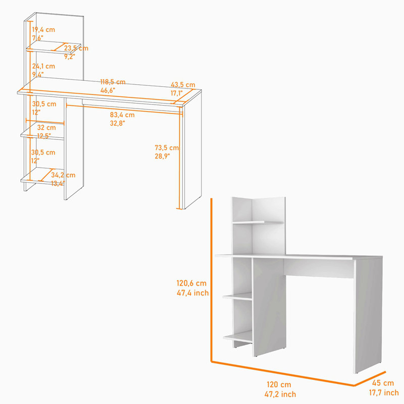 Bureau d'écriture à quatre tablettes, Blanc