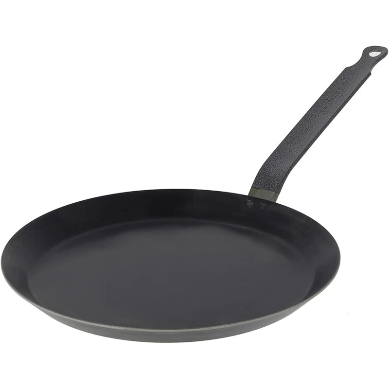 Poêle à crêpes et tortillas en acier au carbone bleu De Deer - 7 po de diamètre, 5,25 po de surface de cuisson, bleu foncé