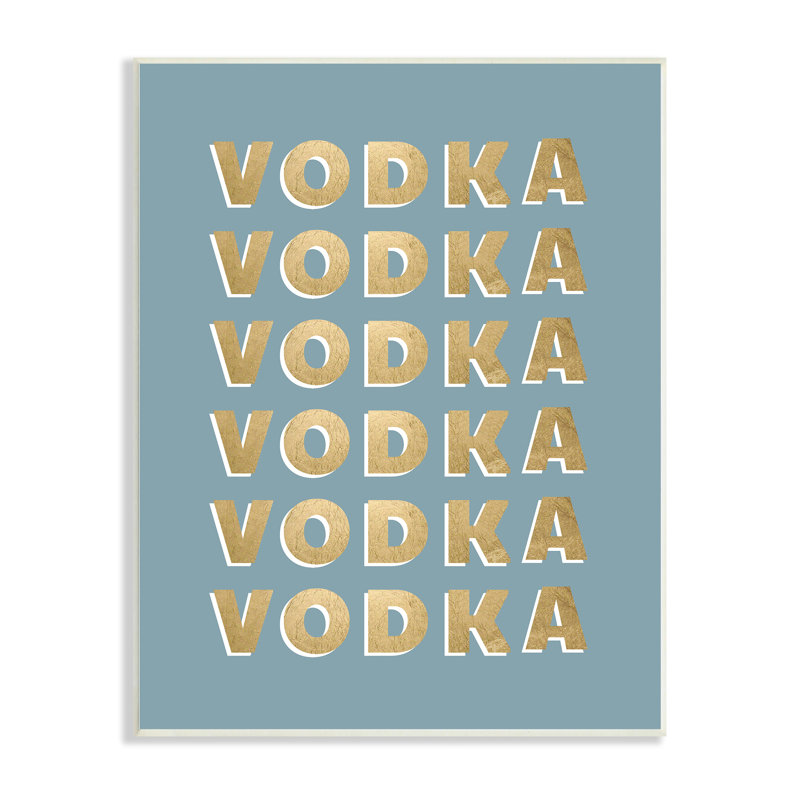 Motif de texte vodka Glam sur fond bleu sarcelle par CAD Designs - impression, H 15 po x l 10 po x P 0,5 po, Plaque murale
