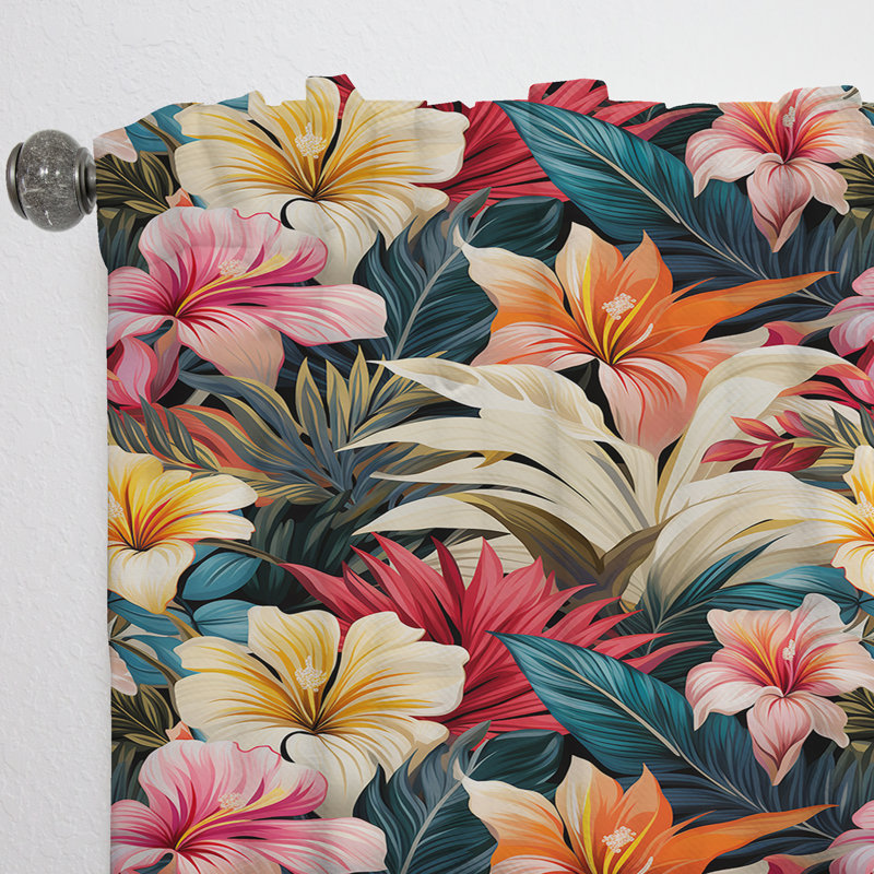 Motif botanique tropical moderne - Rideau floral - Rideau floral obscurcissant - 1 panneau, L 52 po x L 90 po