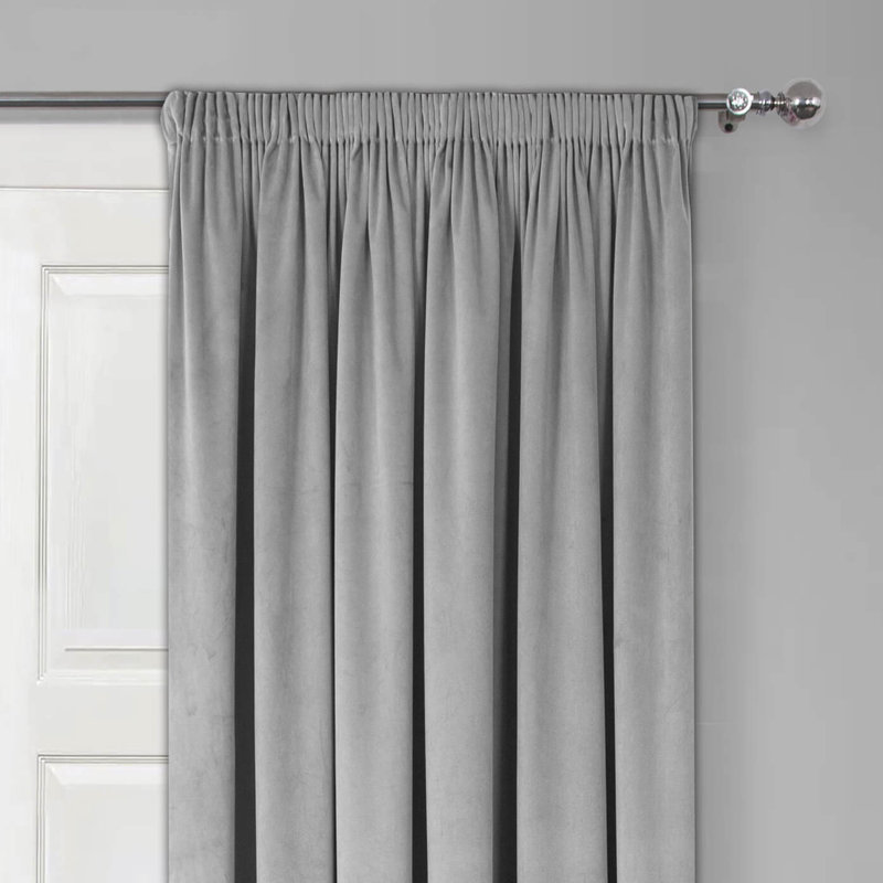 Ketlin Pencil Pleat Room Darkening Door Curtain, 165 W x 213 D cm, Grey