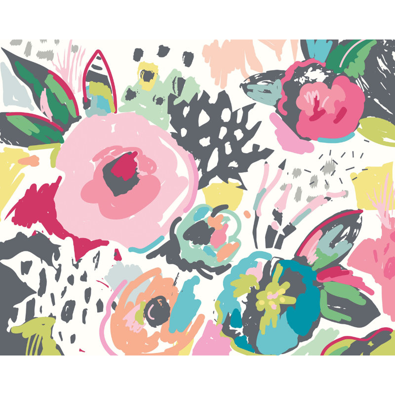 Abstract Floral - Raspberry Wall Mural, Pink, 280cm L x 350cm W 