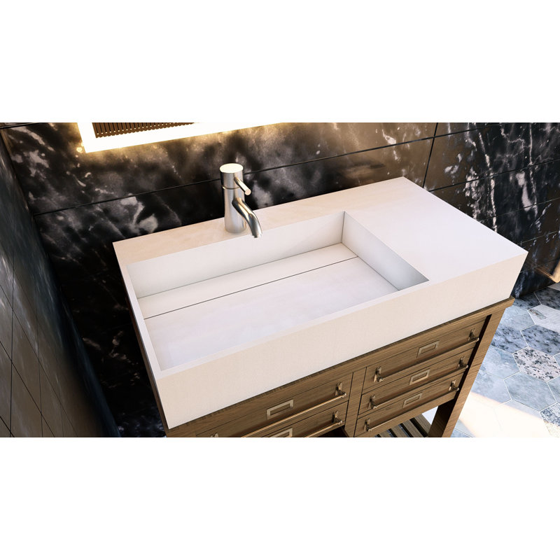 Meuble-lavabo mural simple 35 po Boyter, Blanc, Monotrou