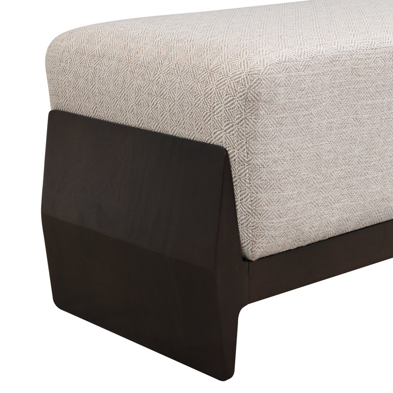 Elara Contemporary Rubberwood Solid Wood Bench With Thick Cushions And Versatile Seating Design