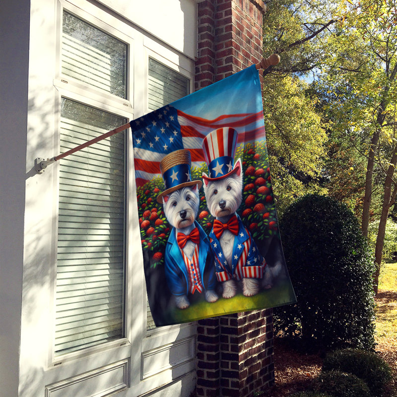 Drapeau «All American House», Étoile bleue / Westie à rayures rouges