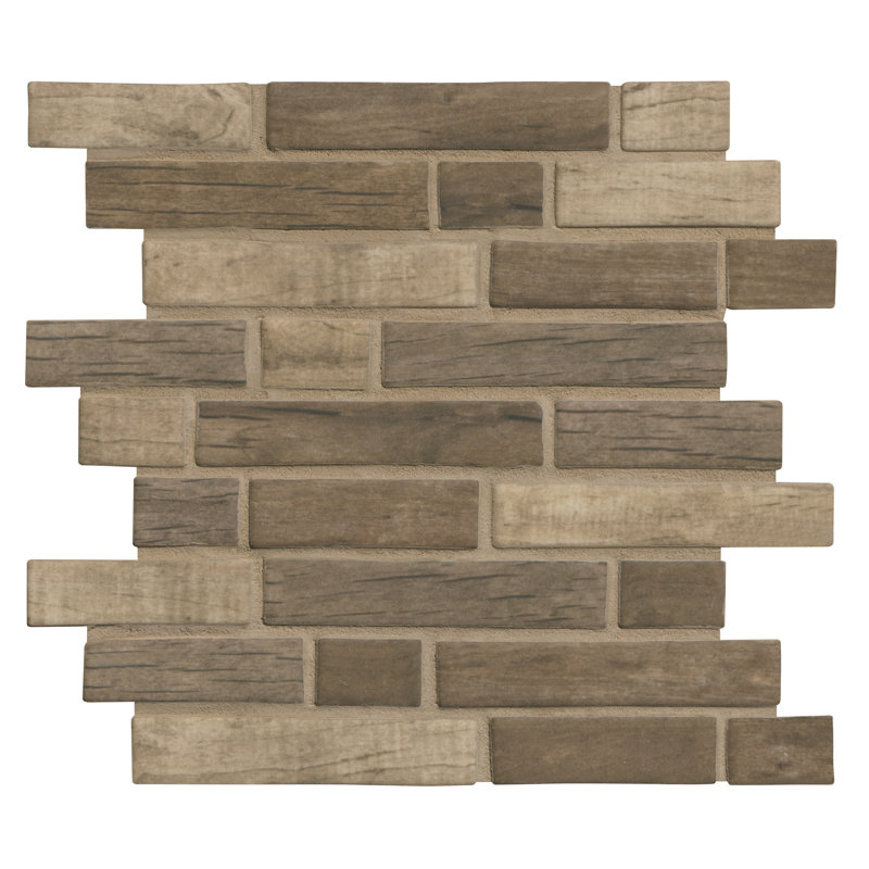 Montessa Roman Timber Interlocking 12 in. x 12 in. Matte Glass Mosaic Floor and Wall Tile