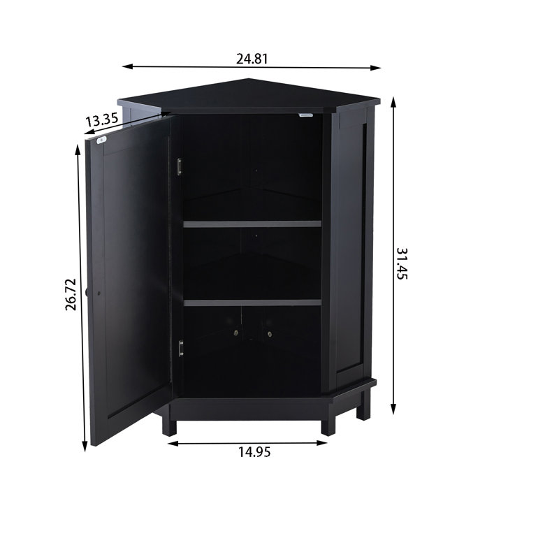 Armoire de salle de bain sur pied autoportante avec tablette réglable, Noir