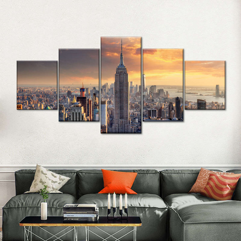 " Skyline Tower " 5 - Pieces, 24" H x 55" W x 1.25" D