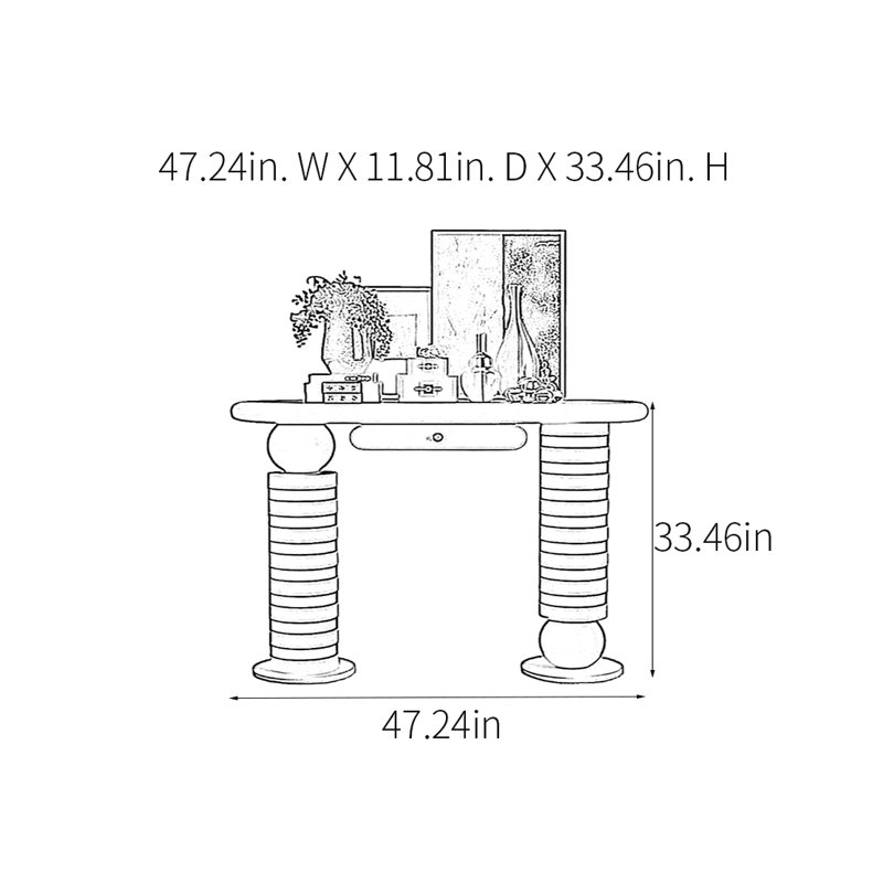 Console Modern Minimalist Art Design, H 33,46 po x l 47,24 po x P 11,81 po