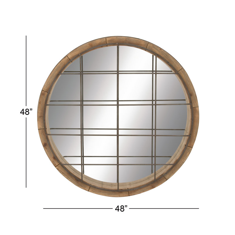 Woodcroft Solid Wood Circle Wall Mirror, 48" x 48"