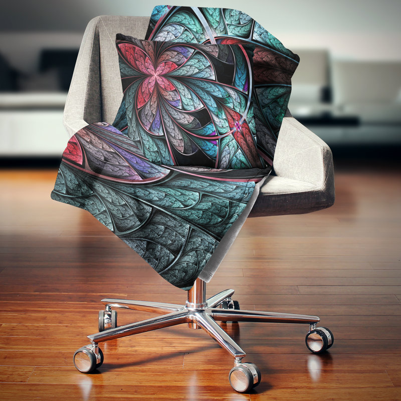 Oreiller à motif floral fractal, 16 po x 1 po, Coussin décoratif