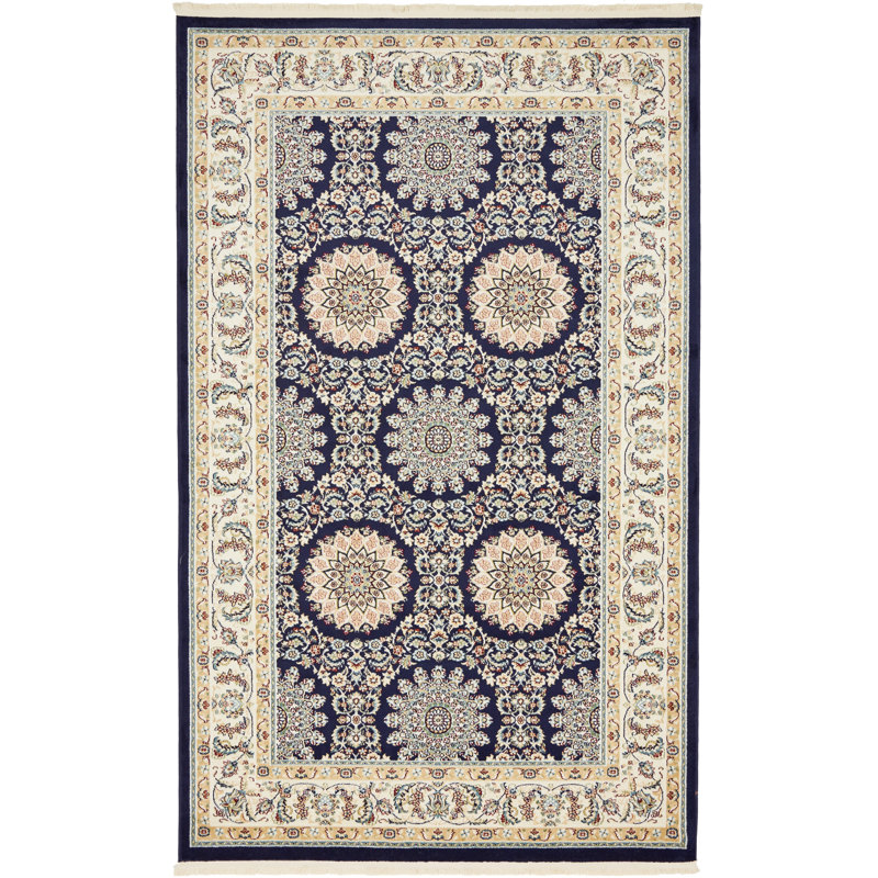 Tapis oriental bleu marine Jackson, Rectangle 5 pi 1 po x 8 pi