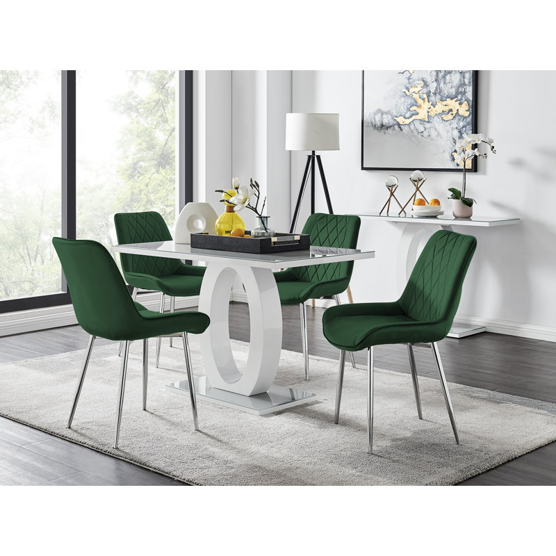 Ensemble de table de salle à manger 4 places Scottsmoor, Vert / argent