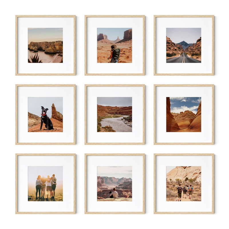 Cadre photo - ensemble de 9, Beige, 12 po x 12 po, 8 po x 8 po